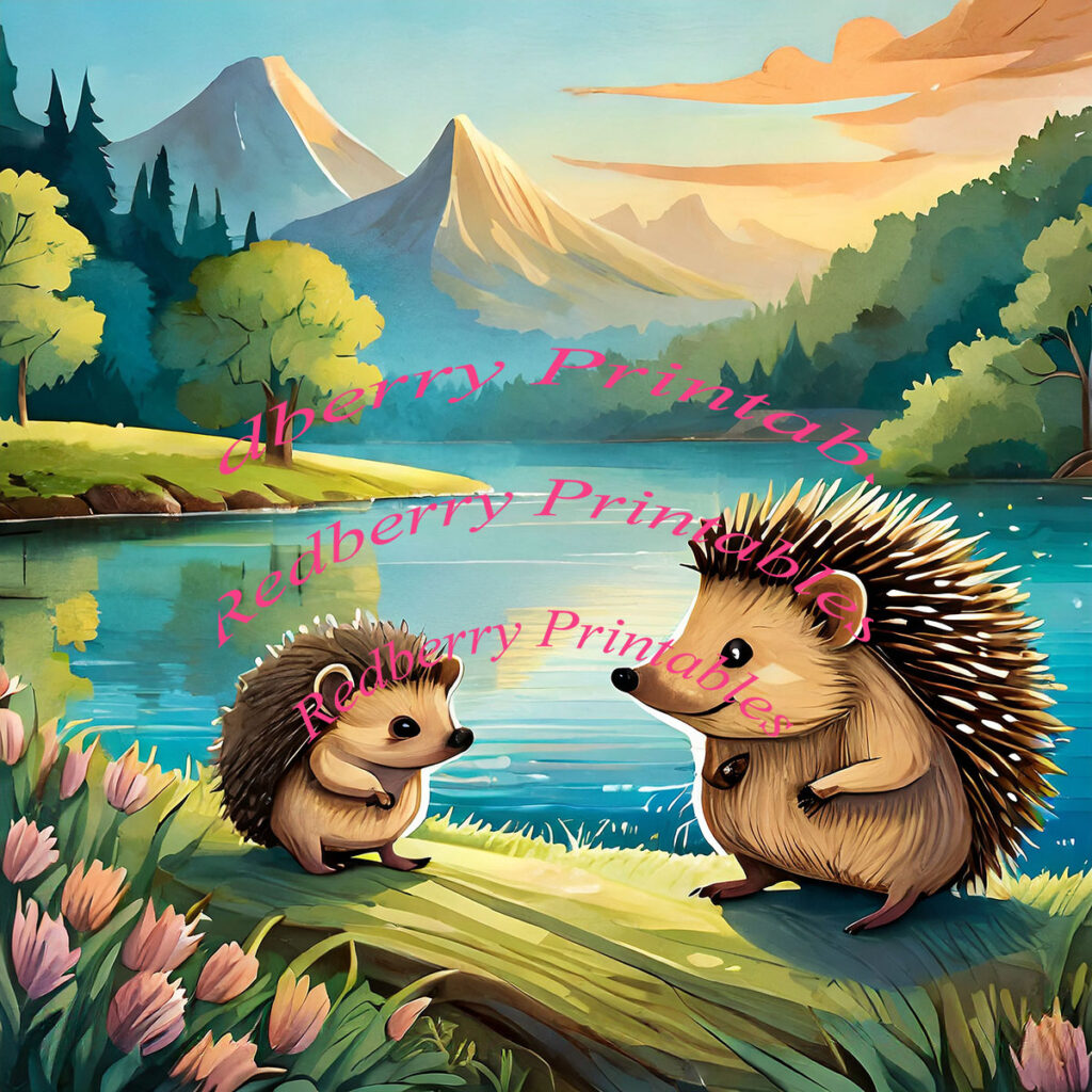 Happy Hedgehogs enjoying a lake