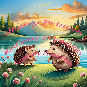 Two Happy Hedgehogs by the Lakeside dancing