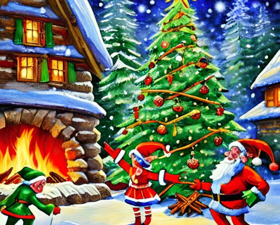 Four Fun Elves At Christmas Self-Printable