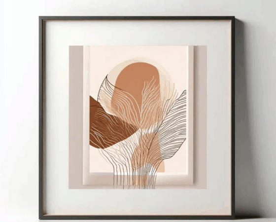 Neutral Line Tryptich Abstract Art