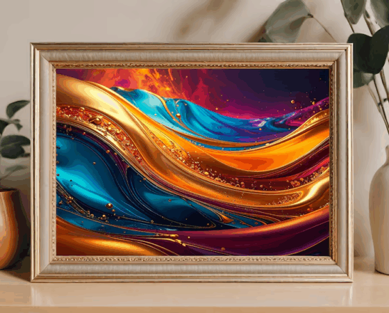 Abstract Liquid Gold Home Print