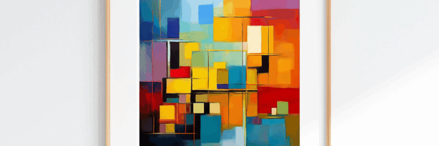Color Block Abstract Oil Painting Print
