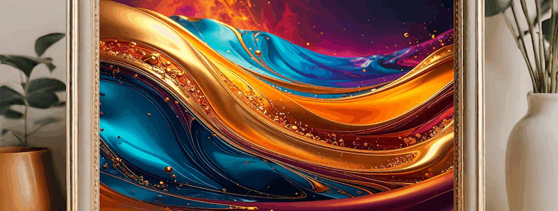 Abstract Liquid Gold Home Print