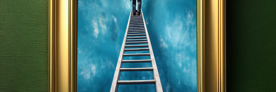Man Climbing Ladder Digital Art Painting
