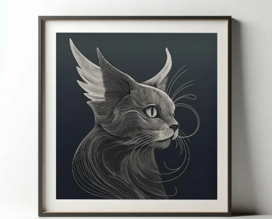 White-on-Black Etching Art Print for Modern Spaces